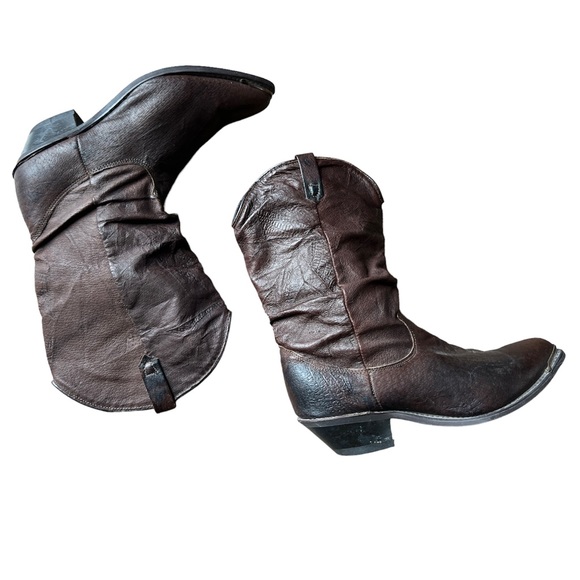 Vintage 80s Dingo Women’s Brown Leather Slouch Western Cowboy Boots, Size 7M - Picture 5 of 8